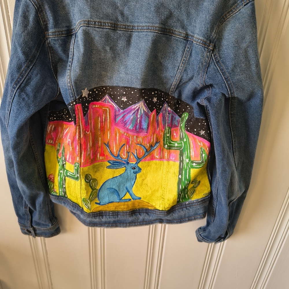 Universal Thread Denim Jacket Hand Painted Desert… - image 4